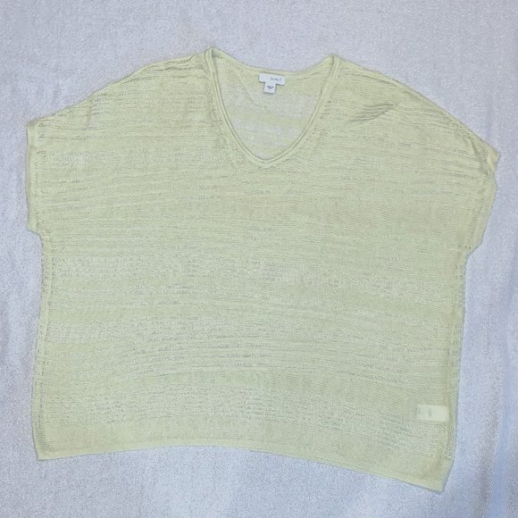 J. Jill Tops - Pure Jill woven see-through linen blend yellow /green top L.
